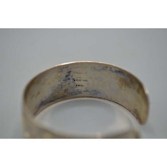 Bonnie Rae Engraved Etched Cuff Bracelet Sterling Silver MIBO 2" Diameter Vtg - Picture 3 of 3